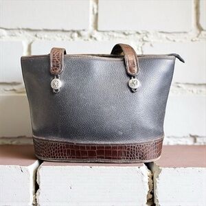 Brighton two tone black pebble Brown Croc Shoulder Purse Bag​​